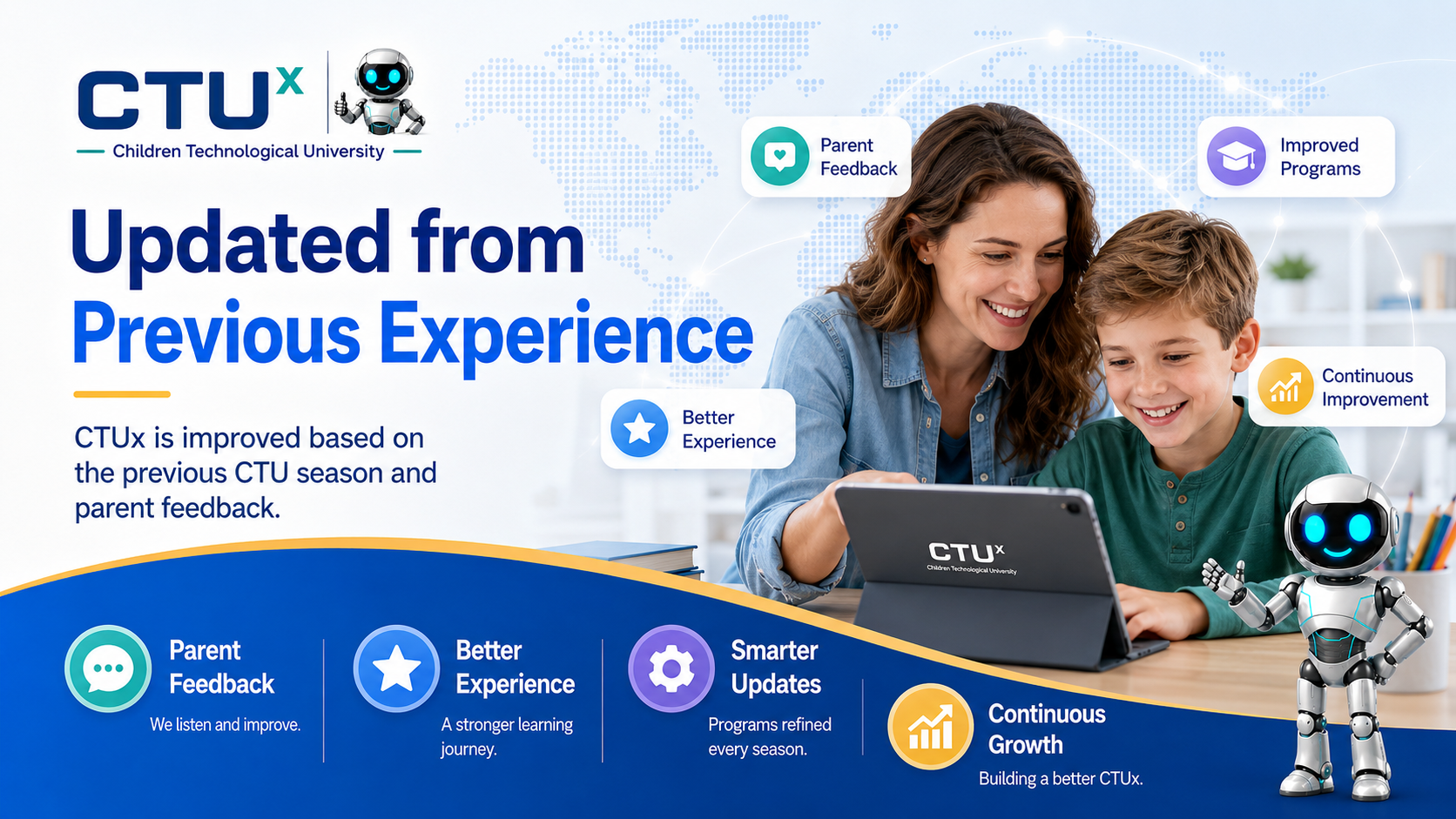 Updated from Previous Experience — CTUx is improved from the previous CTU season and parent feedback.